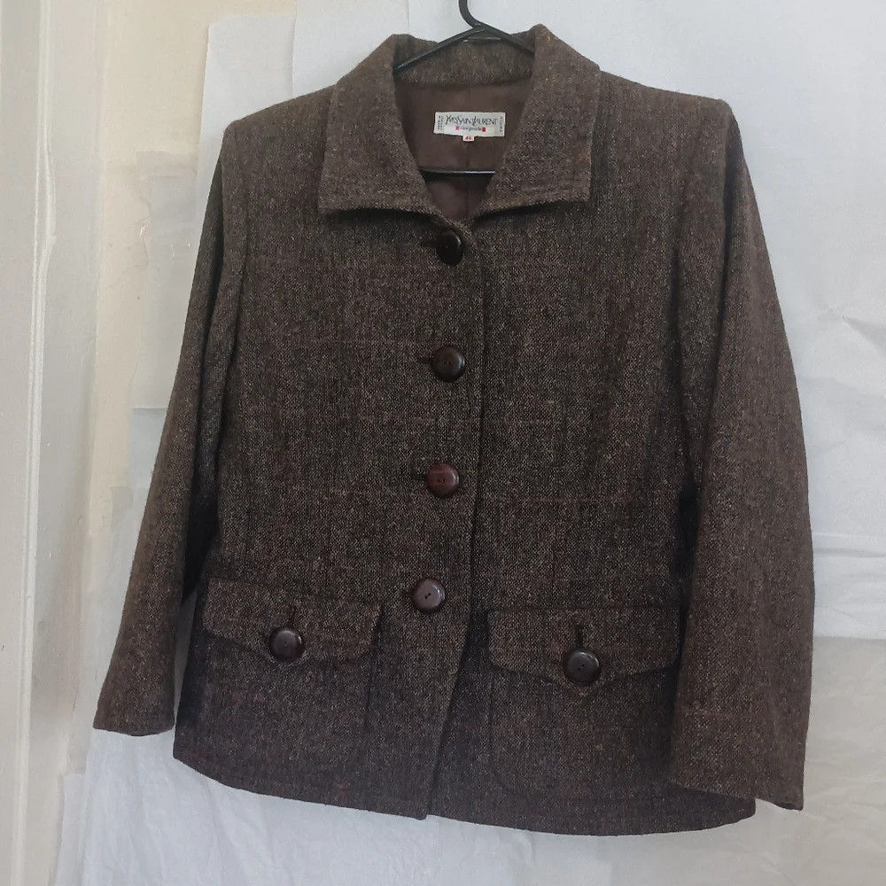 ♥️Saint Laurent rive gauche wool blend vintage blazer size 46 - Picture 11 of 13